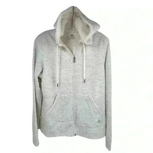 Free 2B Women's Gray Sherpa Lined Full-Zip Hoodie Jacket Size M super soft